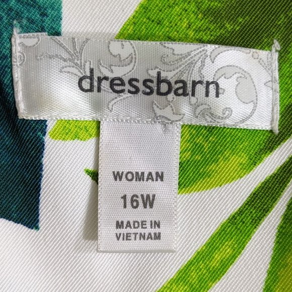 Dressbarn White Green Purple Floral Sleeveless Belted Midi Dress - size 16W - Picture 13 of 15